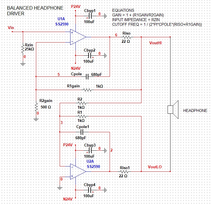 Balanced headphone driver